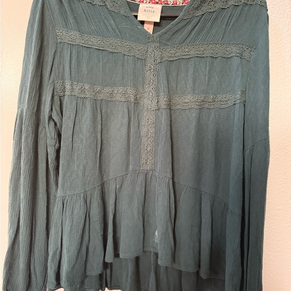 Dark Green Lace Blouse